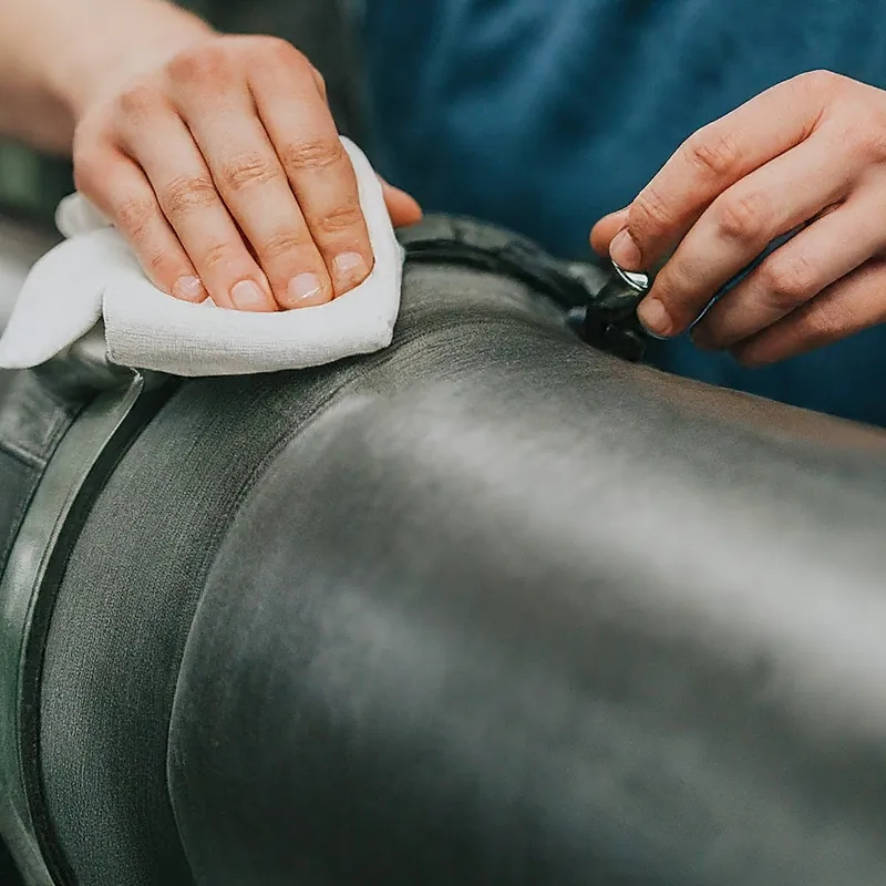 Workers are cleaning the hydraulic cylinder Workers are cleaning the hydraulic cylinder