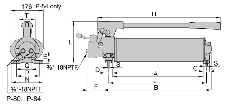 P84 Two Speed, Hydraulic Steel Hand Pump,Double-Acting(1) P84-P80.webp