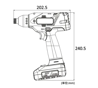 SCW Series Battery Torque Wrench Gun Drawing SCW Series Battery Torque Wrench Gun Drawing